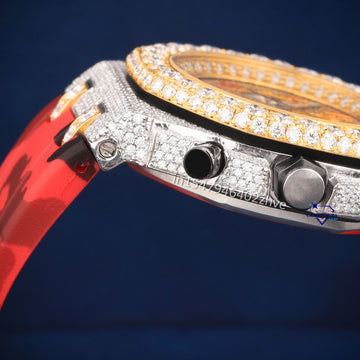 Custom Made Camouflage Red Belt with VVS Clarity Gurukrupa-Gems