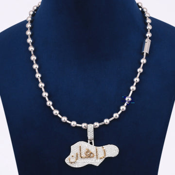 Custom Made Diamond Pendant In 14KT White Gold Small Round Cut Lab Diamond Gurukrupa-Gems