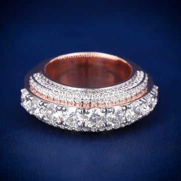 Custom Made HipHop Wedding Band Set with Silver 3ct Diamonds and Customized Name Letter Design Gurukrupa-Gems