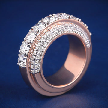 Custom Made HipHop Wedding Band Set with Silver 3ct Diamonds and Customized Name Letter Design Gurukrupa-Gems