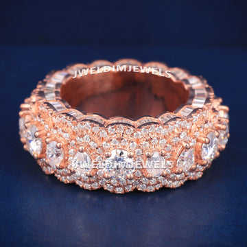 Custom Made HipHop Wedding Band Set with Silver 3ct Diamonds and Customized Name Letter Design Gurukrupa-Gems