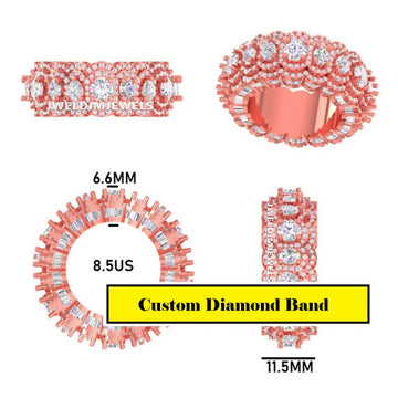 Custom Made HipHop Wedding Band Set with Silver 3ct Diamonds and Customized Name Letter Design Gurukrupa-Gems