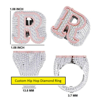 Custom Mens 925 Silver Letter Iced Out Lab Grown Diamond Hip Hop Big Engagement Rings Expensive Gurukrupa-Gems