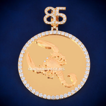 Custom Mens Yellow Gold Bitcoin Medallion Pendant Fully Iced Out with Money Cryptocurrency Round & Buguette Diamonds Big Letter Pendant Gurukrupa-Gems