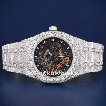 Custom Royal Oak Full Iced Out Moissanite Baguette Watch Hip hop Diamond Stainless Steel Chandilier Dial 42mm Gifts Mens Watch Gurukrupa-Gems