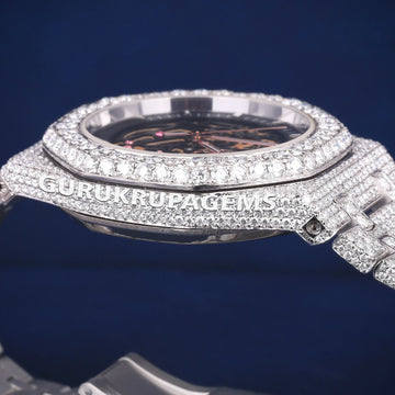 Custom Royal Oak Full Iced Out Moissanite Baguette Watch Hip hop Diamond Stainless Steel Chandilier Dial 42mm Gifts Mens Watch Gurukrupa-Gems