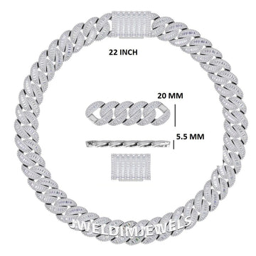 22 inch Diamond Cuban Necklace Two Tone 20mm Cuban Link Chain with Baguette Round Lab Diamond Necklace Mens Custom Miami Gold Cuban Link Chain (Copy) Gurukrupa-Gems