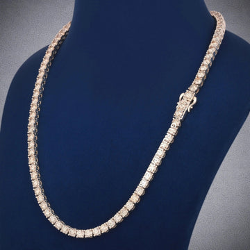 Heavy Custom Two Tone Gold Plated Full Diamond Name Letter Pendant with 24 Inch Tennis Chain Pendant Set Gurukrupa-Gems