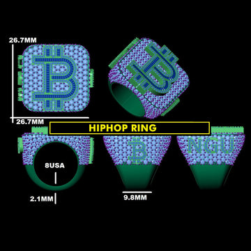 Custom bitcoin logo real diamond hip hop rings Gurukrupa-Gems