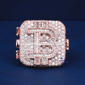 Custom bitcoin logo real diamond hiphop rings Gurukrupa-Gems