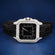 Custom black dial and leather belt diamond watch Gurukrupa-Gems