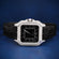 Custom black dial and leather belt diamond watch Gurukrupa-Gems