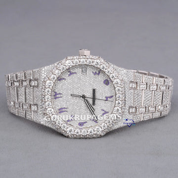Custom dials fully iced out stainless steel hip hop diamond watch crafted with Moissanite diamonds Gurukrupa-Gems