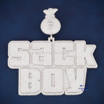 Custom letter bulky full white diamond vvs pass tester pendant - Gurukrupa-Gems