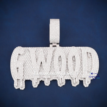 Custom made all white vvs clarity diamond pendant - Gurukrupa-Gems