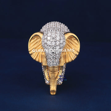 Custom made elephant head ring for men women vvs clarity diamond Gurukrupa-Gems