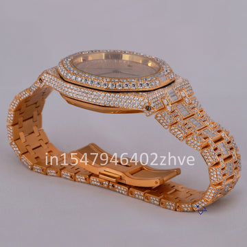 Custom made fully iced out hip hop stainless steel lab grown diamond watch crafted in vvs clarity-Gurukrupa-Gems