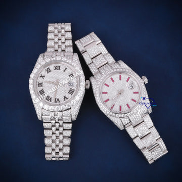 Custom made hip hop couple watch gift accessory Gurukrupa-Gems