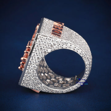 Custom made hiphop diamond letter two tone ring Gurukrupa-Gems