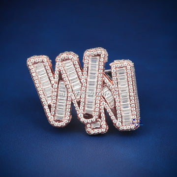 Custom made initial letter hip hop ring d color vvs clarity diamonds Gurukrupa-Gems