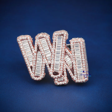 Custom made initial letter hiphop ring d color vvs clarity diamonds Gurukrupa-Gems