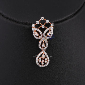 Custom made rose gold diamond necklaces set for women-Gurukrupa-Gems