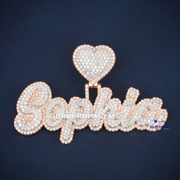 Custom name letter vvs diamond pendant - Gurukrupa-Gems