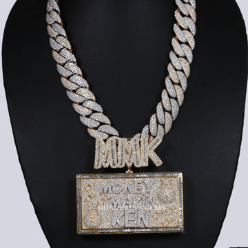 Customized 14 kt Two Tone lab grown diamond chain pendant for men specially crafted for hip hop jewelry lover Gurukrupa-Gems