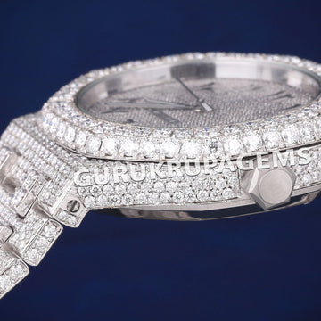Customized Iconic Roman Number Dial Hip Hop Iced Out Full Diamond Moissanite Watch Gurukrupa-Gems