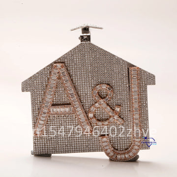 Customized Letter Diamond Pendant in 14 kt Rose Gold with vvs clarity diamonds for unisex