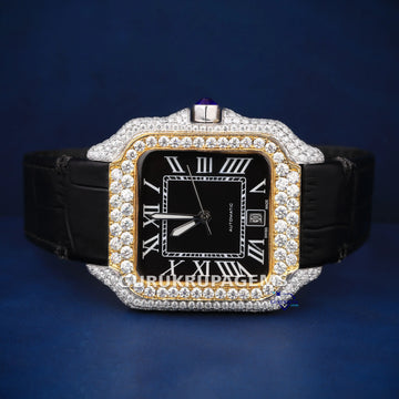 Customized black leather belt roman numerals watch Gurukrupa-Gems
