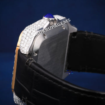Customized black leather belt roman numerals watch Gurukrupa-Gems