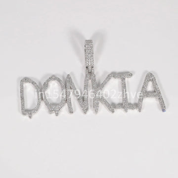 Customized name letter 14 kt white gold Lab Diamond Pendant For unisex Hip Hop Jewelry lover