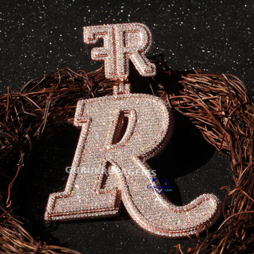 Customized trending initial letter pendant crafted in 14kt rose gold with labgrown diamonds Gurukrupa-Gems