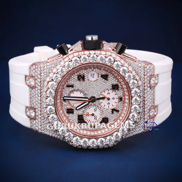 Customized white color strap diamond watch gift for men this valentine Gurukrupa-Gems