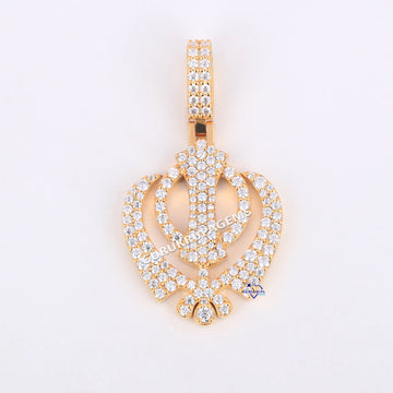 Cvd HPHT lab diamond hiphop pendant customized logo pendant 14 kt yellow gold Gurukrupa-Gems
