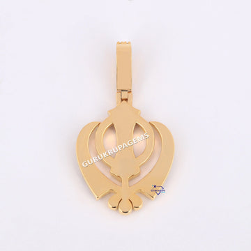 Cvd HPHT lab diamond hiphop pendant customized logo pendant 14 kt yellow gold Gurukrupa-Gems