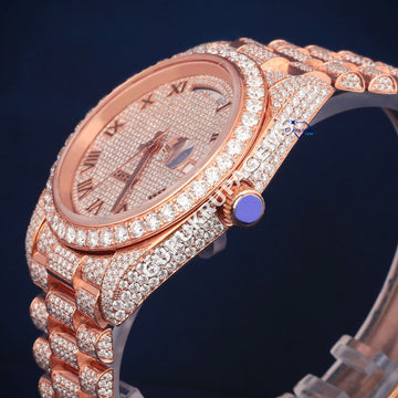 Day and Date branded diamond iced out watch Gurukrupa-Gems