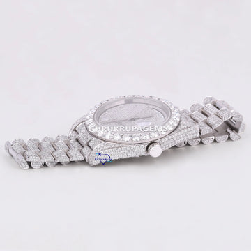 Day and date hip hop fully iced out diamond moissanite watch mens Gurukrupa-Gems