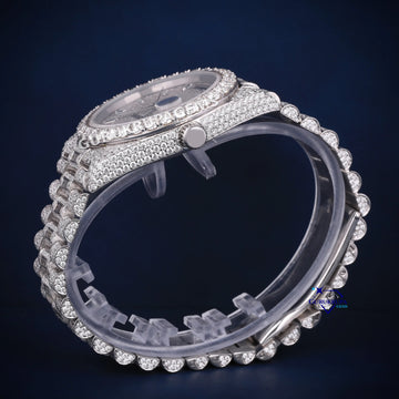 Day and date style fully iced out diamond watch Gurukrupa-Gems