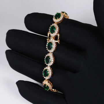 Design your luxury with this green gemstone bracelet for women in 14 kt yellow gold lab grown diamonds Gurukrupa-Gems