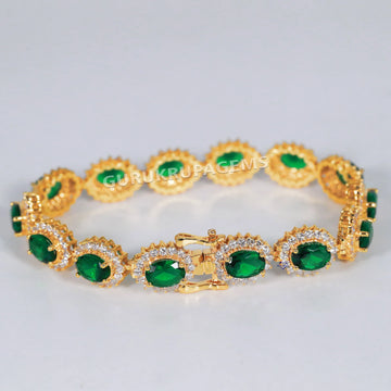 Design your luxury with this green gemstone bracelet for women in 14 kt yellow gold lab grown diamonds Gurukrupa-Gems