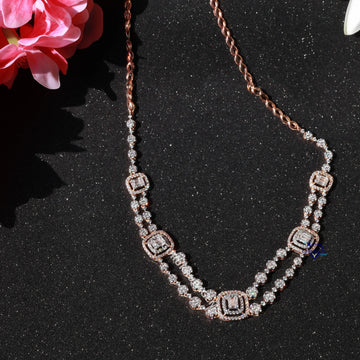 Designer necklace for women intricated in 14 kt rose gold lab grown diamond with vvs clarity diamonds Gurukrupa-Gems