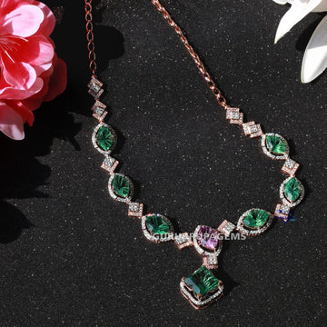 Diamond necklace crafted elegantly in 14 kt rose gold with lab grown colorful diamonds Gurukrupa-Gems