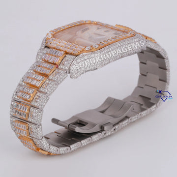 Diamond tester passed hip hop moissanite diamond watch roman numerals stainless steel Gurukrupa-Gems