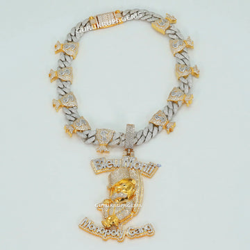 Effortless Elegance with Chain and Pendant two tone Fusion in 14 kt gold lab grown diamond with vvs clarity Gurukrupa-Gems
