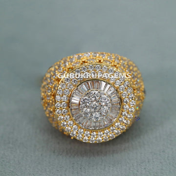 Elegant 14K yellow gold ring, adorned with lab-grown diamonds of VVS clarity, crafted for women, radiating timeless sophistication Gurukrupa-Gems