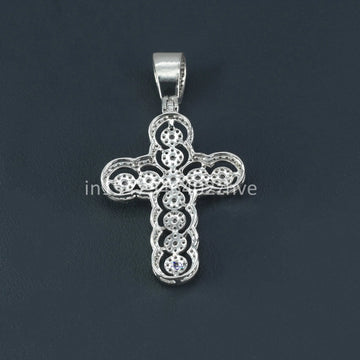 Elegant Cross Pendant with Round-Cut 14 kt white gold Lab-Grown Diamonds for christian beliefs cross pendant-Gurukrupa-Gems