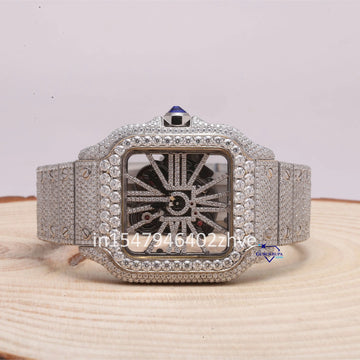Elevate your style with a striking skeleton design moissanite diamond watch crafted for men