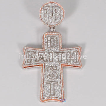 Elevate your style with our custom 14kt white and rose gold pendant with lab-grown diamonds